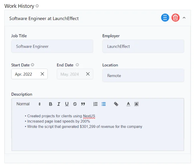 Free Resume Builder screenshot 3 of 5