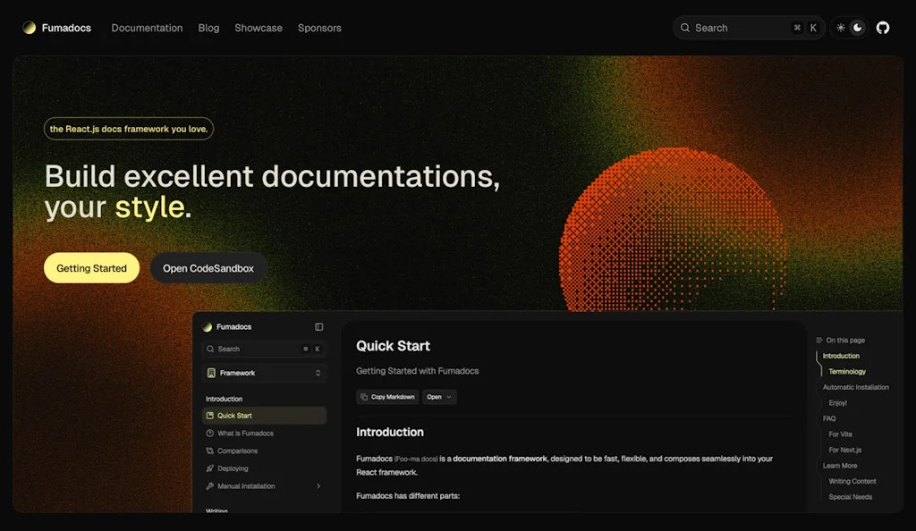 Fumadocs screenshot 1 of 3