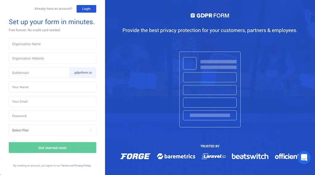 GDPR Form screenshot 1 of 4