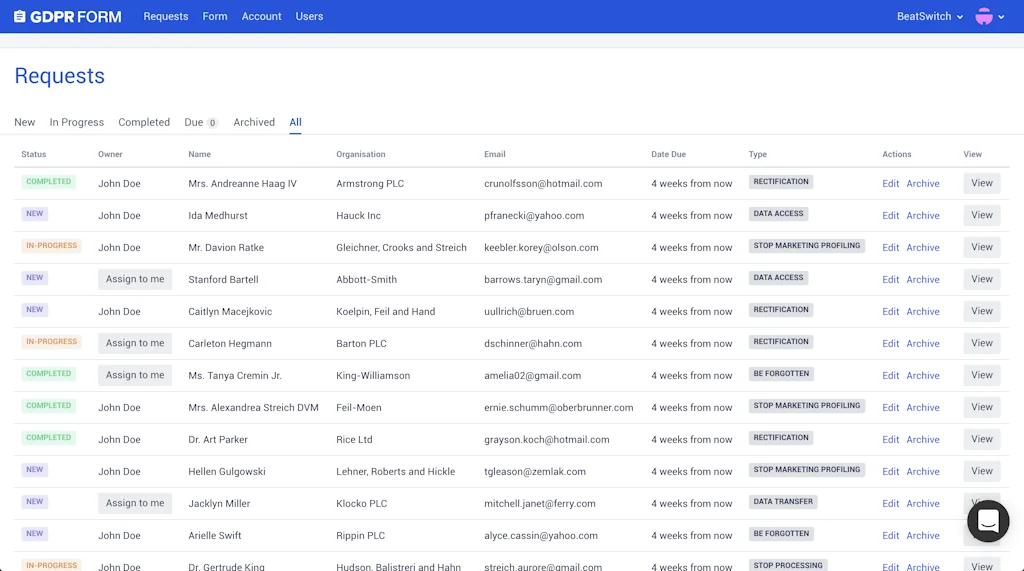 GDPR Form screenshot 2 of 4
