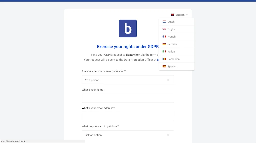 GDPR Form screenshot 4 of 4