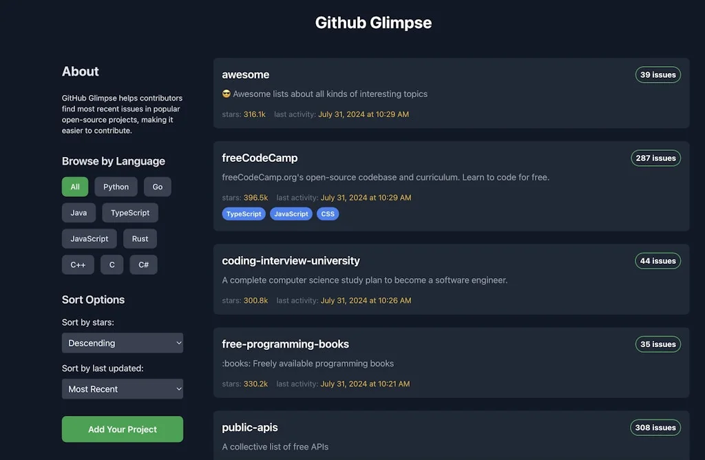 Github Glimpse screenshot 1 of 3