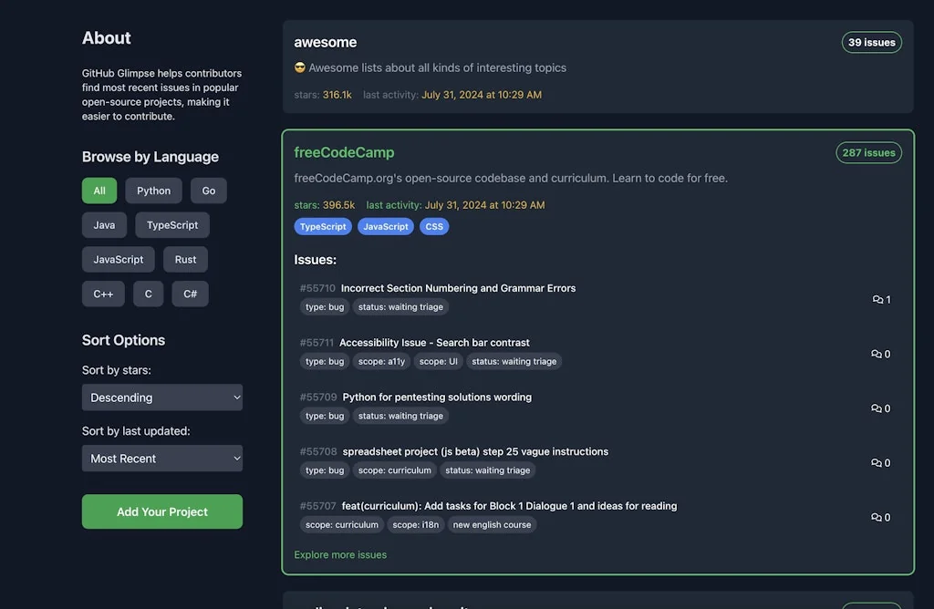 Github Glimpse screenshot 2 of 3