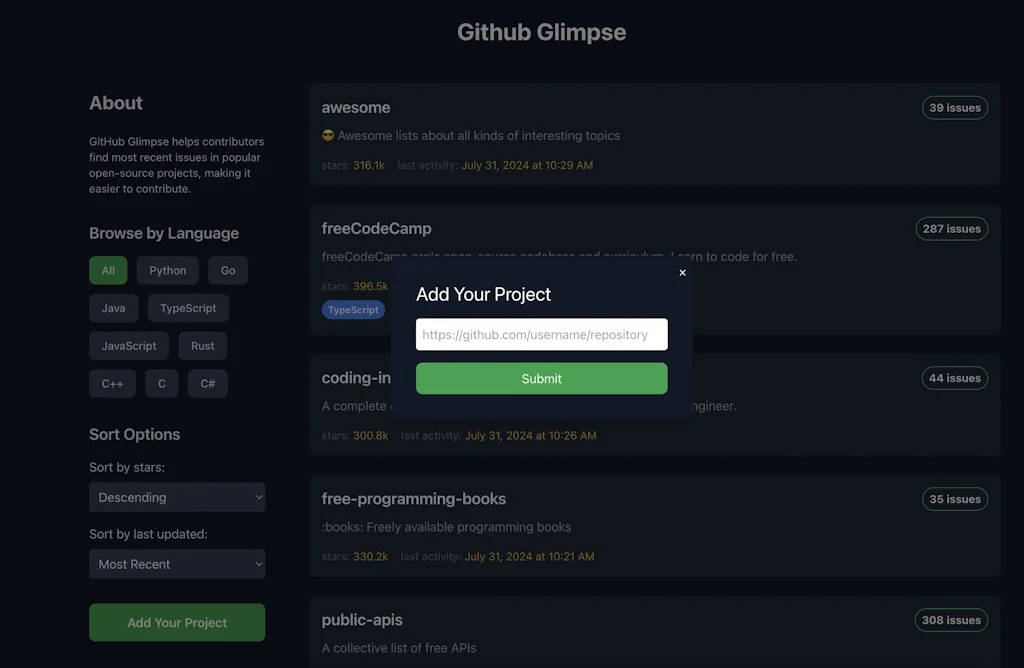 Github Glimpse screenshot 3 of 3