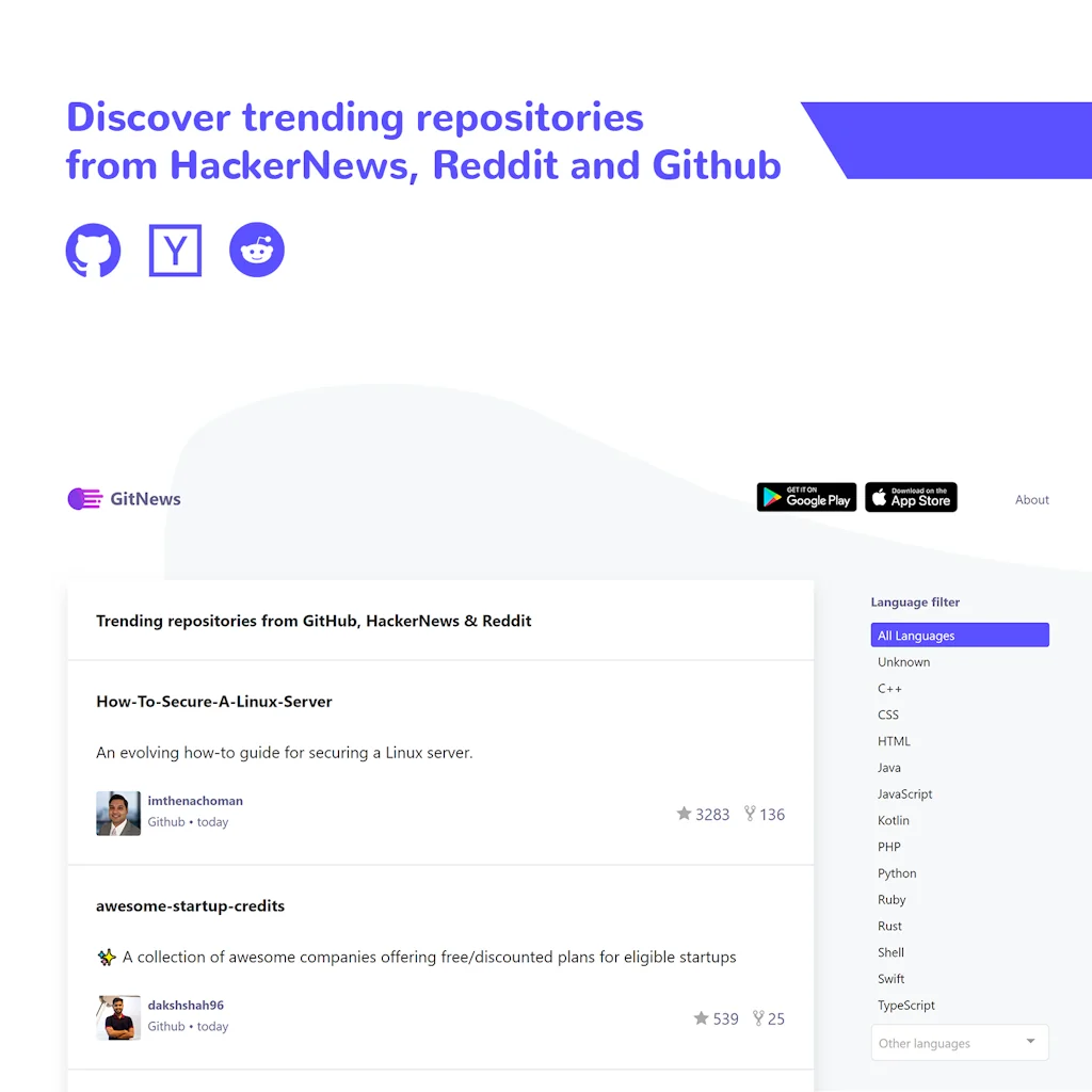 GitNews Web screenshot 1 of 2
