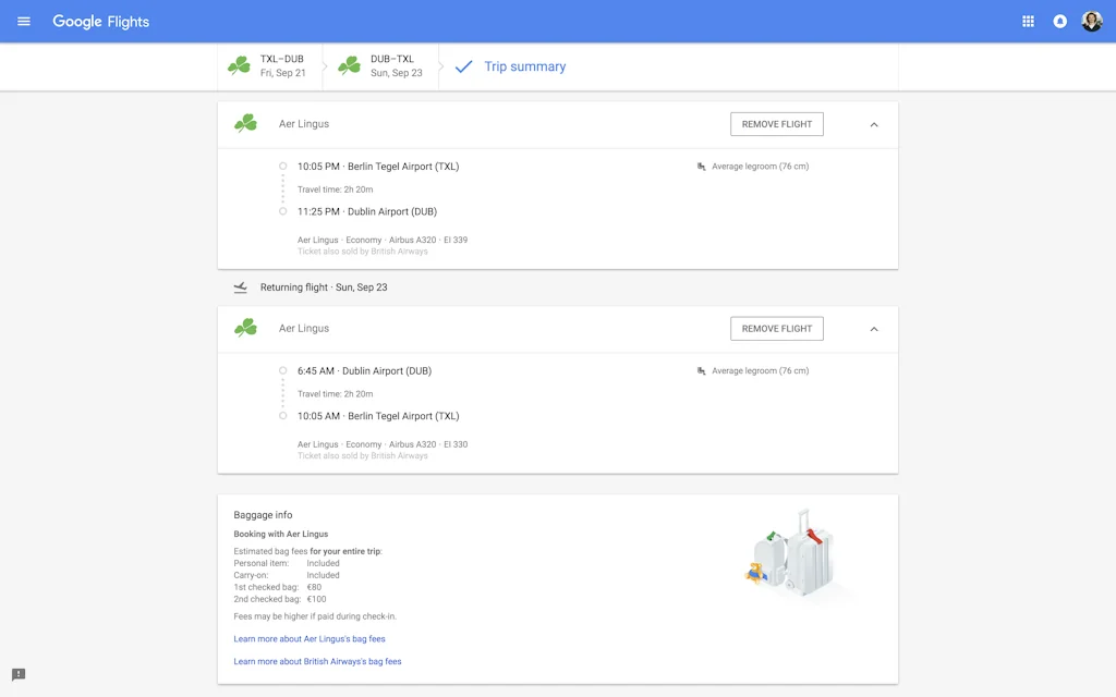 Google Flights screenshot 11 of 11