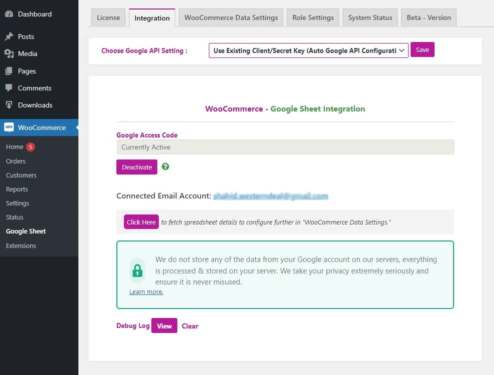 Google Sheet Connector for WooCommerce screenshot 3 of 9