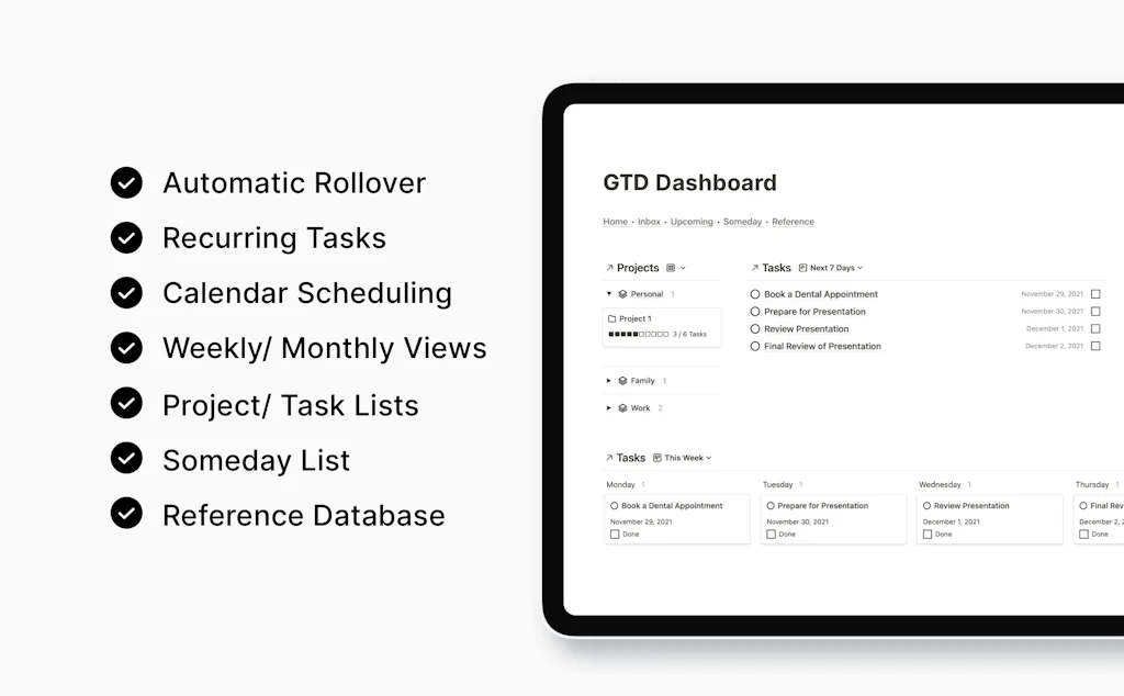 GTD Dashboard screenshot 2 of 3