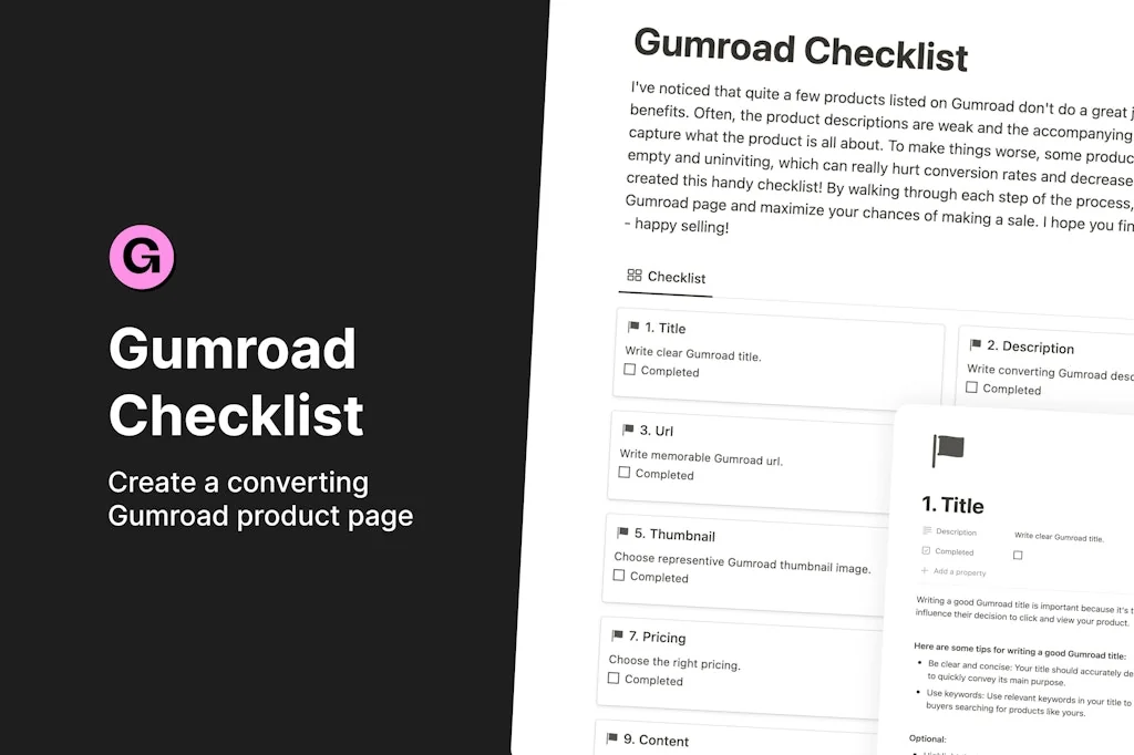 Gumroad Checklist screenshot 1 of 3