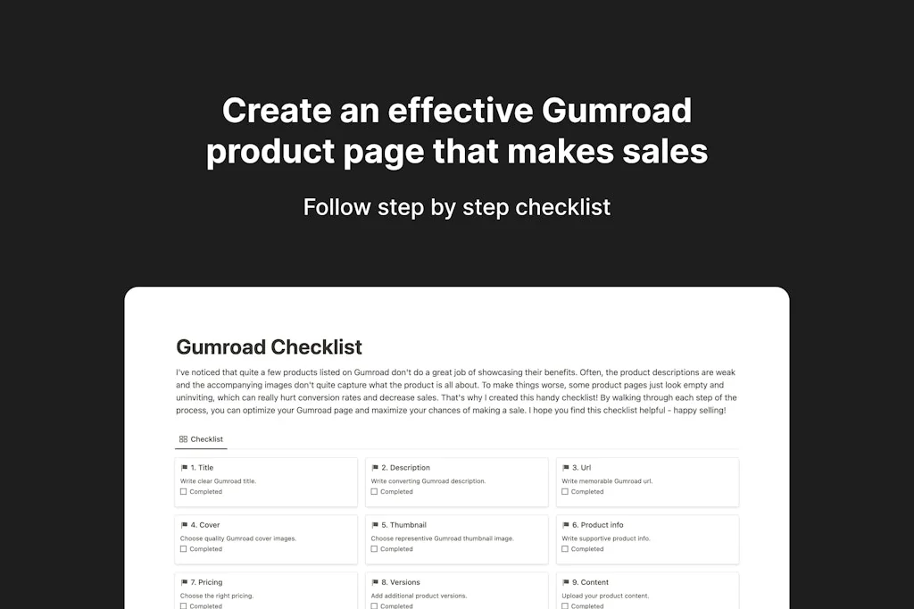 Gumroad Checklist screenshot 2 of 3