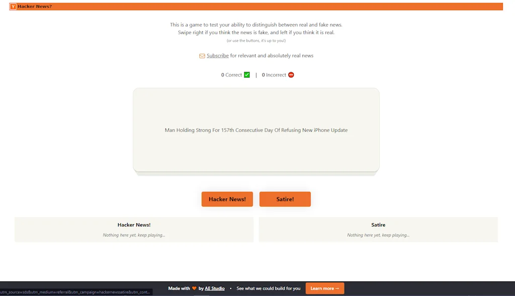 Hacker News or Satire? screenshot 3 of 3