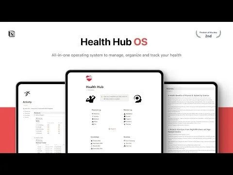Health Hub OS (Notion Template) screenshot 1 of 5