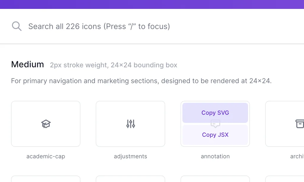 Heroicons screenshot 2 of 3