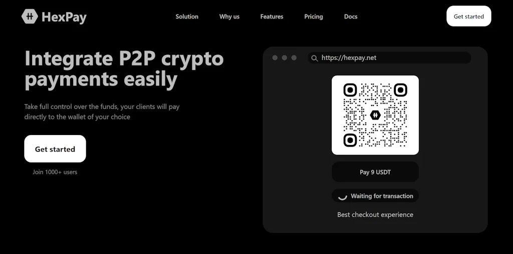 Hexpay - P2P crypto payments screenshot 3 of 7