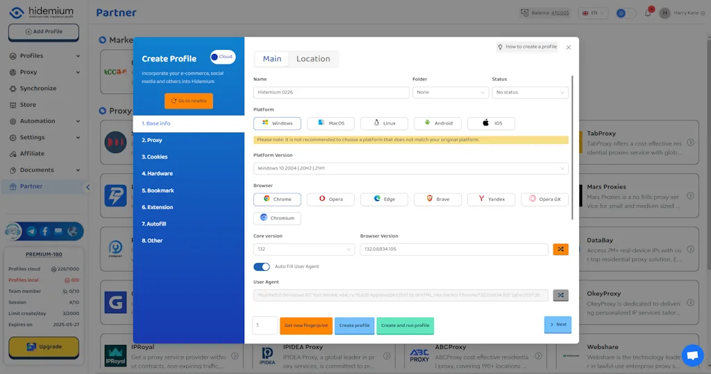 Hidemium Antidetect Browser screenshot 4 of 16