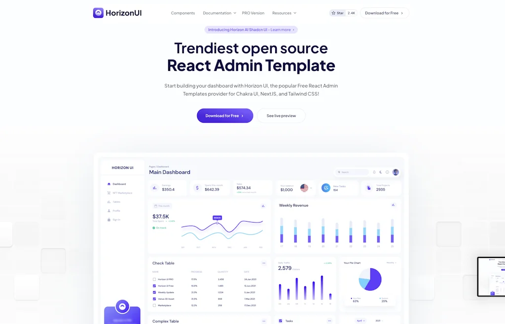 Horizon UI screenshot 1 of 2