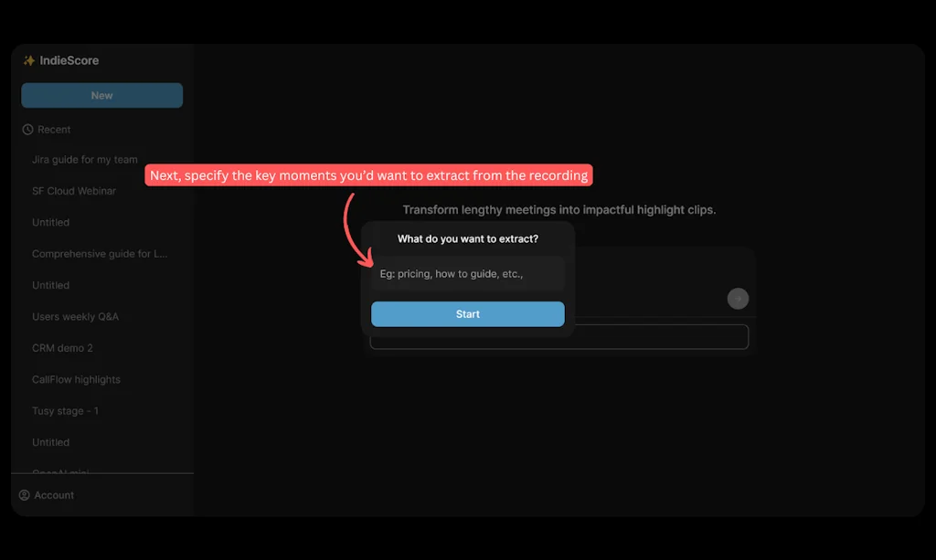 IndieScore: AI Meeting Highlight Clips screenshot 2 of 3