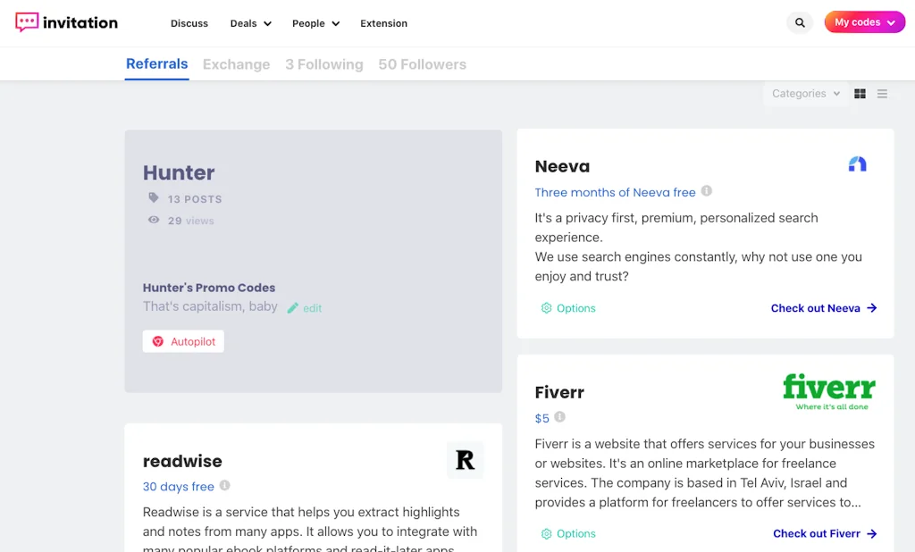 Invitation Codes screenshot 1 of 3