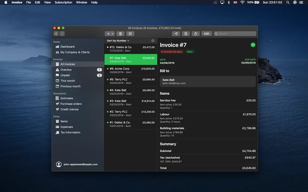 Invoice.app for Mac screenshot 1 of 5