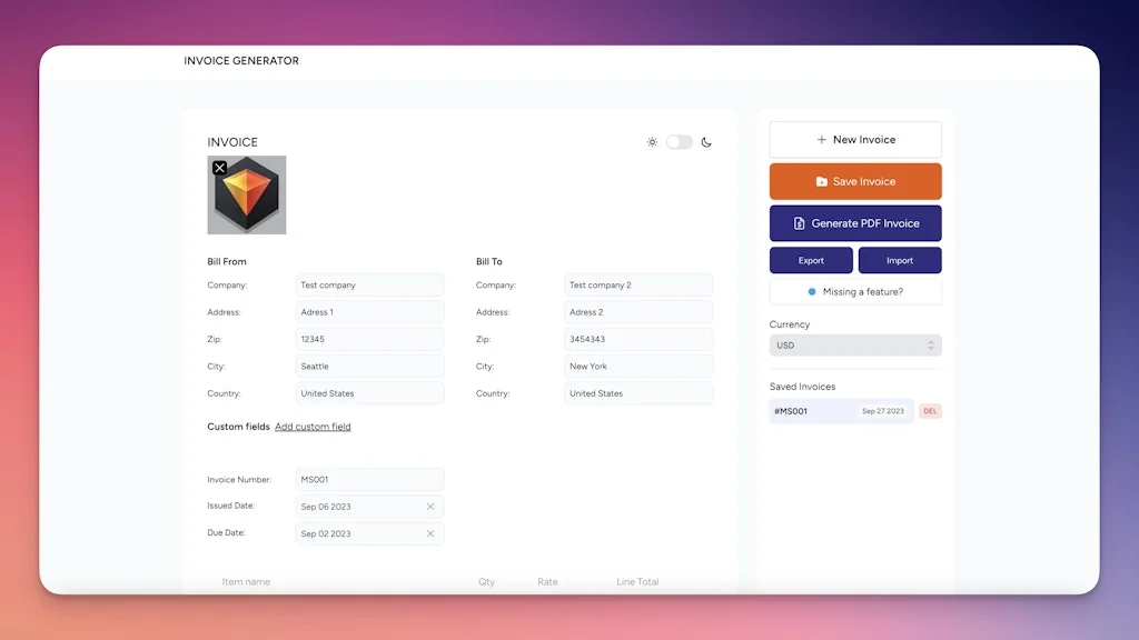 Invoice generator screenshot 2 of 4
