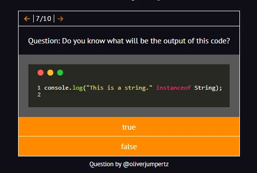 JavaScript Quiz screenshot 1 of 2