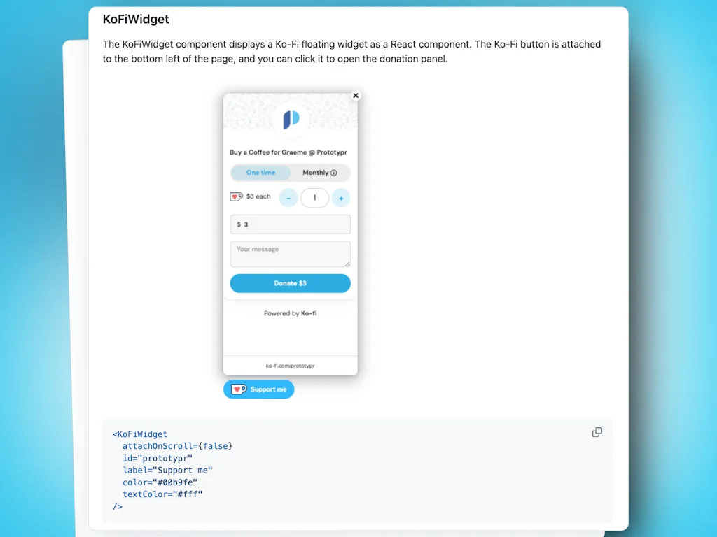 Ko-fi React Library screenshot 2 of 5