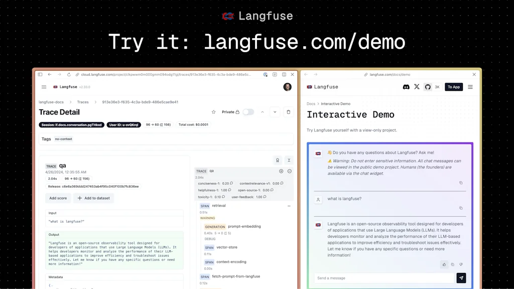 Langfuse screenshot 2 of 2
