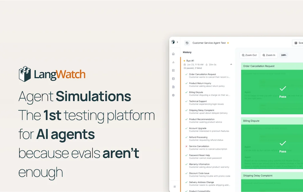 LangWatch Agent Simulations screenshot 1 of 3