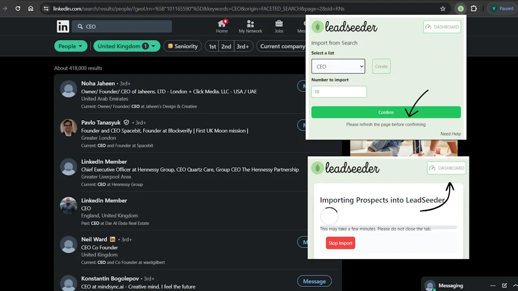 Leadseeder - LinkedIn Automation Tool screenshot 2 of 3