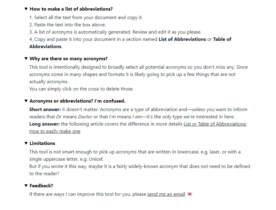 List of acronyms maker screenshot 3 of 3