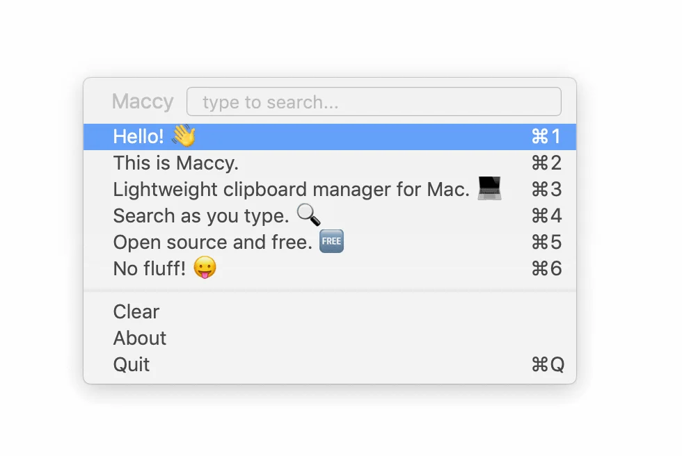 Maccy screenshot 2 of 2