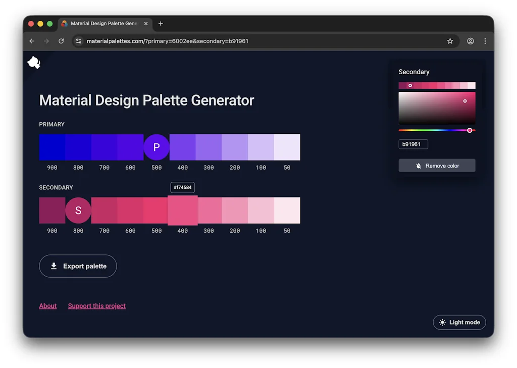 Material Design Palette Generator screenshot 2 of 3