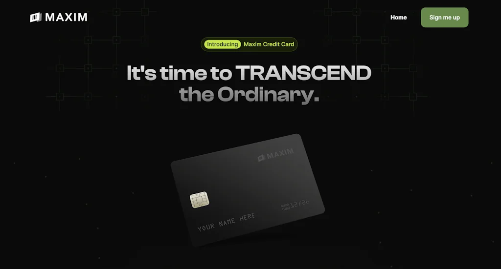 MAXIM CREDIT CARD  screenshot 1 of 2