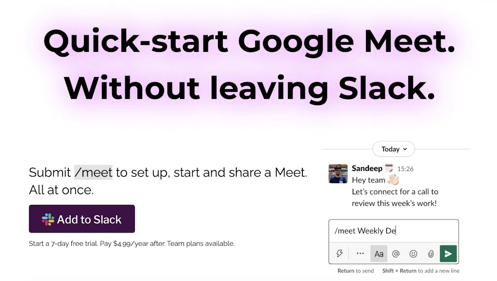 Meet for Slack screenshot 1 of 3