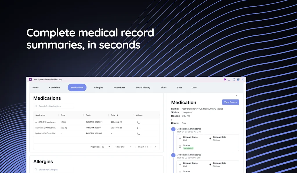 Metriport athenahealth integration screenshot 3 of 6