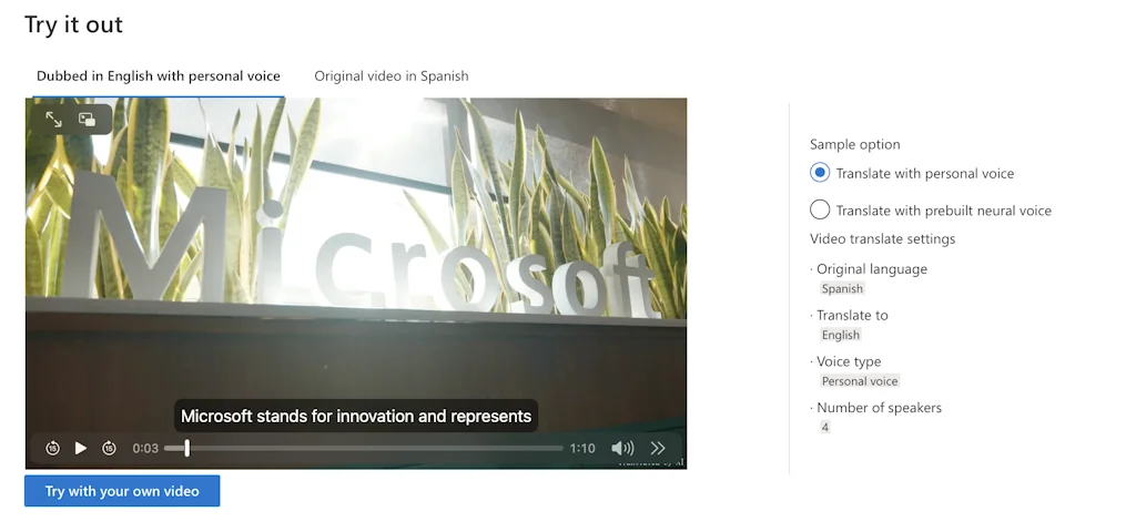 Microsoft Azure Video Translation API screenshot 3 of 6