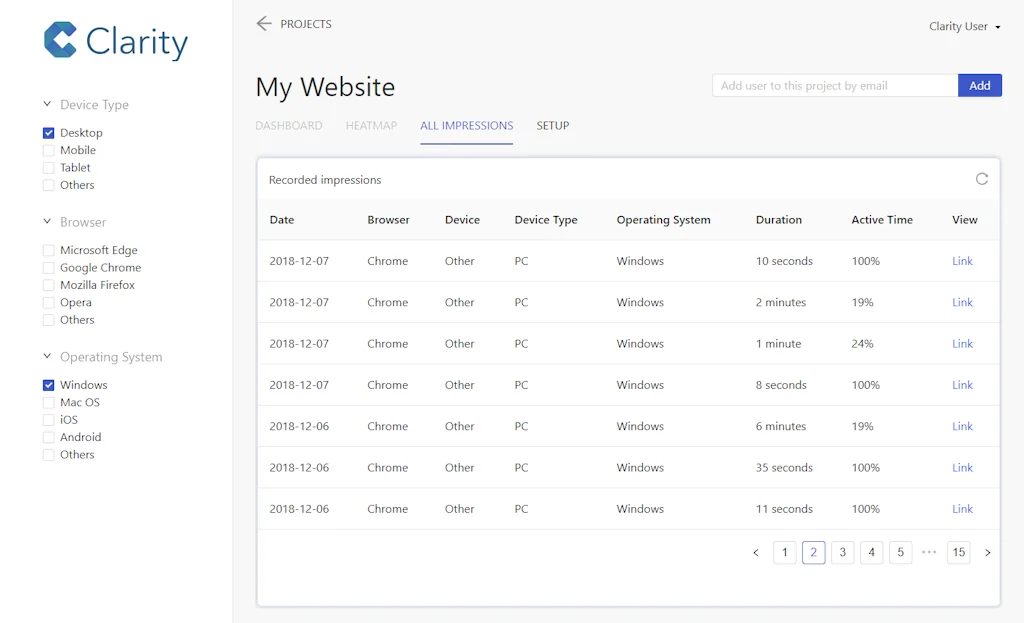 Microsoft Clarity screenshot 3 of 4