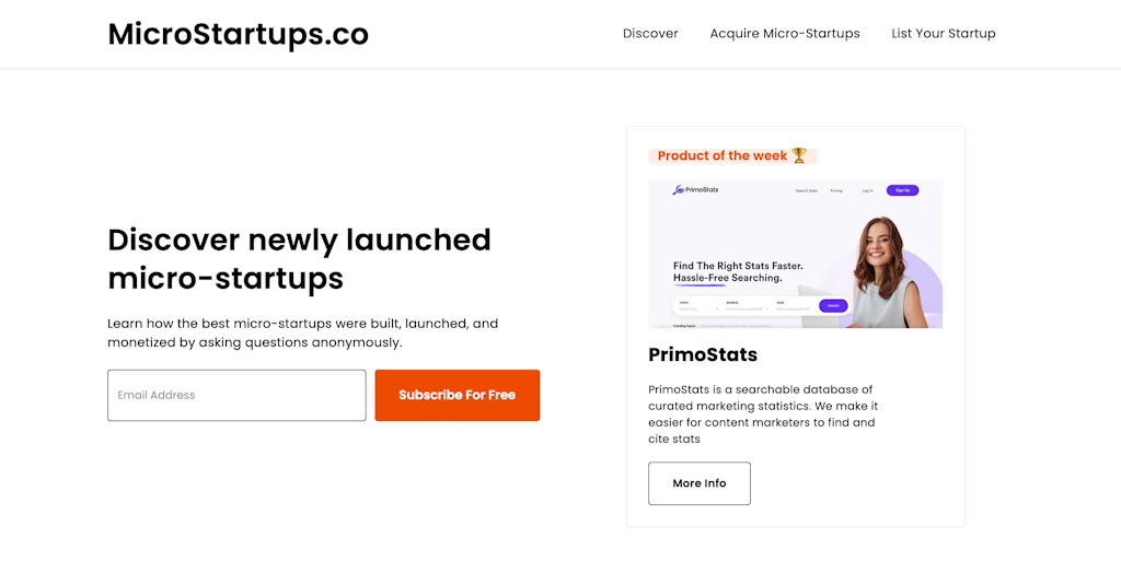 MicroStartups.co screenshot 1 of 4