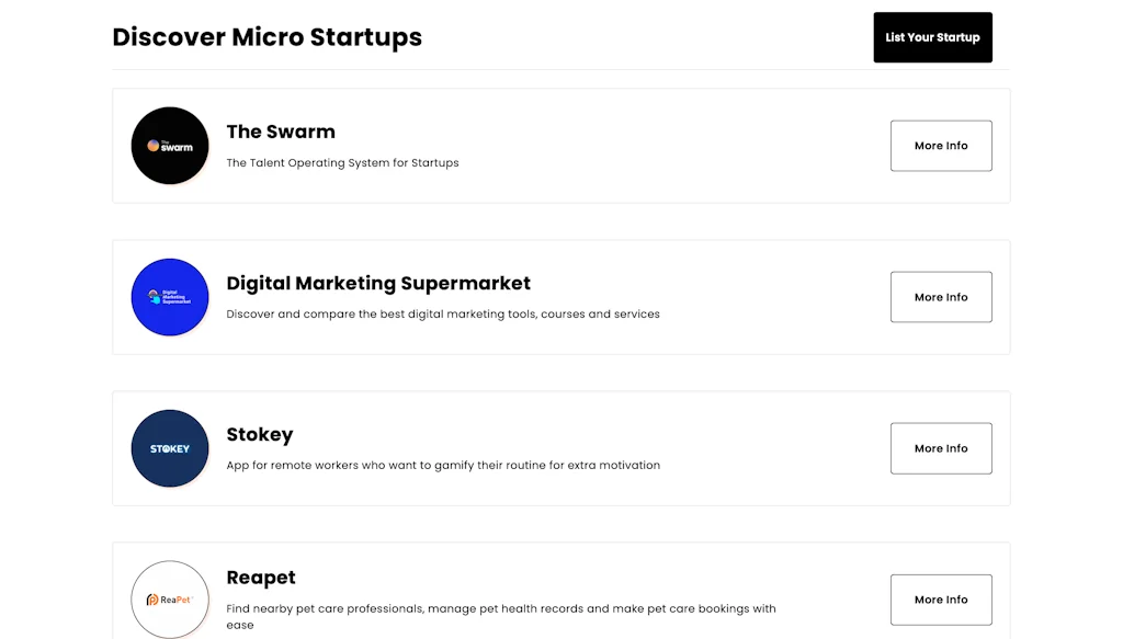 MicroStartups.co screenshot 2 of 4
