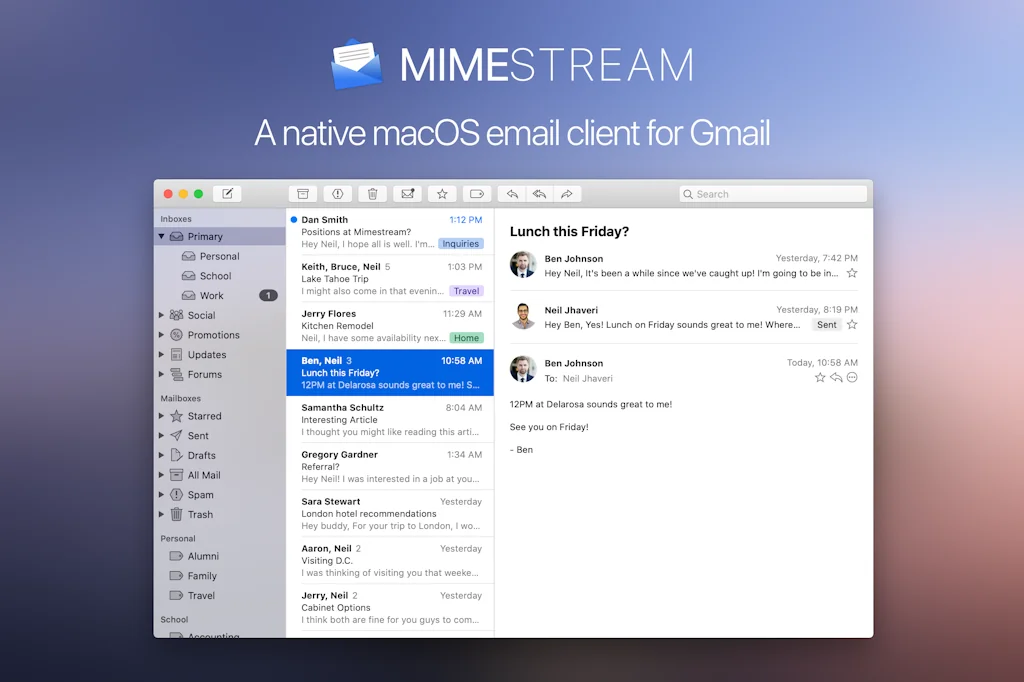 Mimestream screenshot 1 of 4