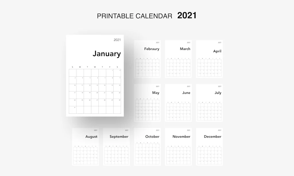 Minimal Calendar For 2021 screenshot 1 of 6