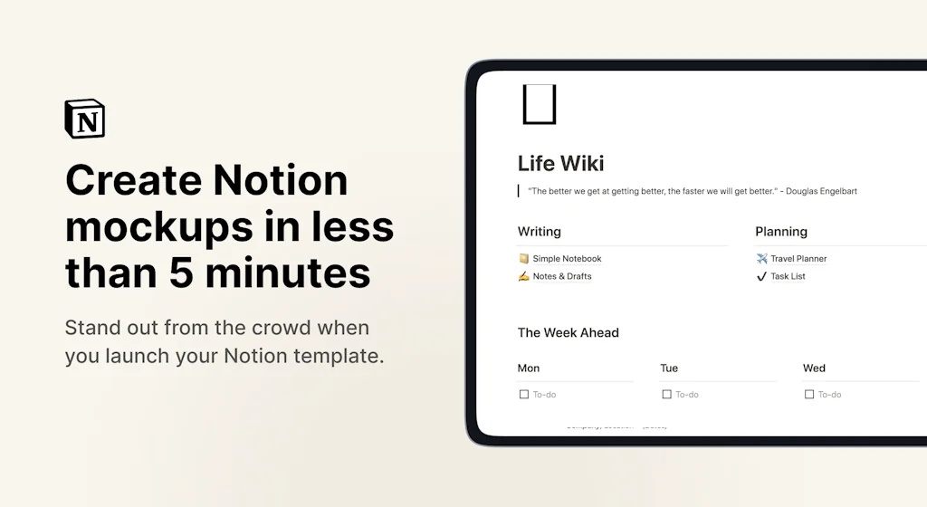 Minimalist Notion Template Mockups screenshot 2 of 7