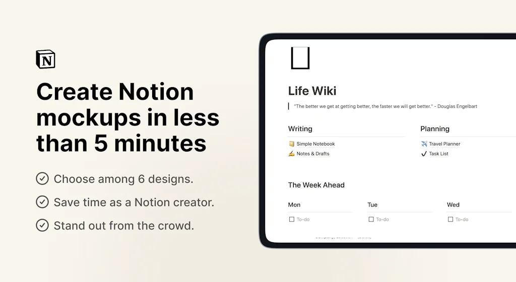 Minimalist Notion Template Mockups screenshot 5 of 7