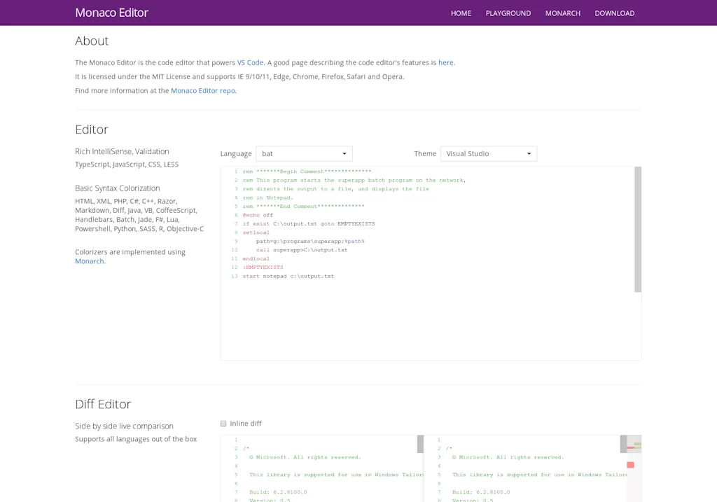 Monaco Editor screenshot 2 of 2
