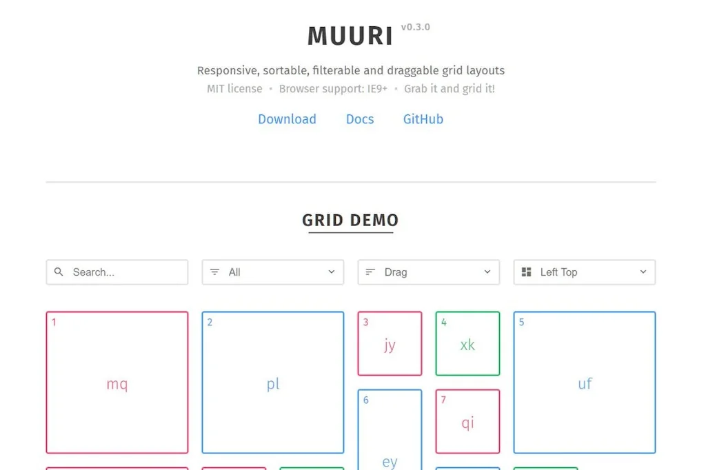 Muuri JS Library for Grid Layouts screenshot 2 of 3