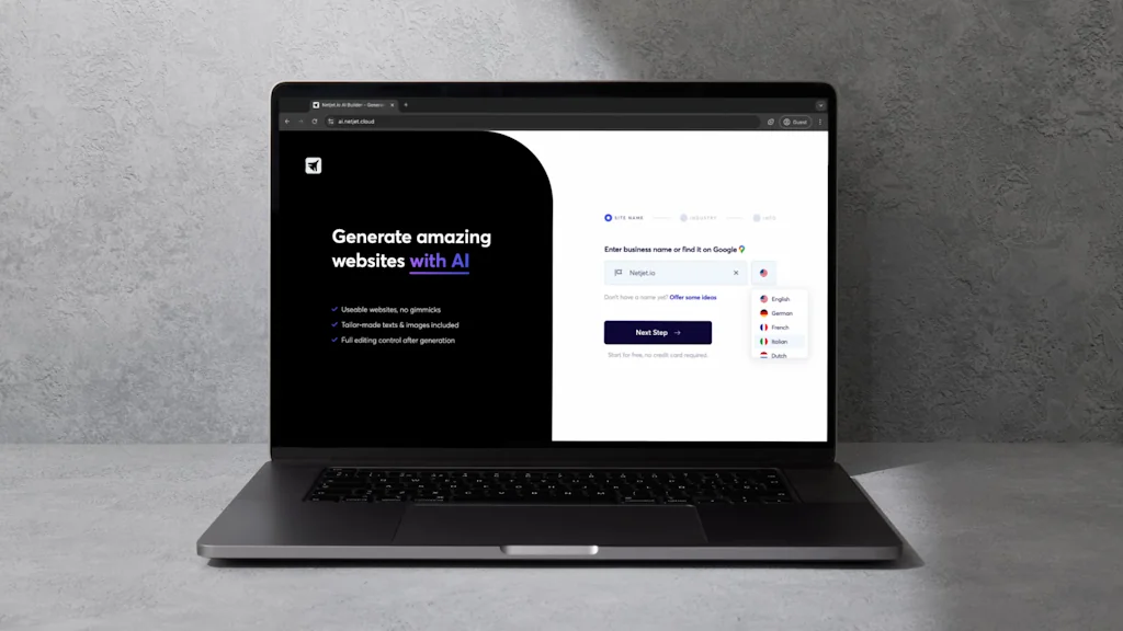 Netjet.io, Free AI Website Builder  screenshot 3 of 6