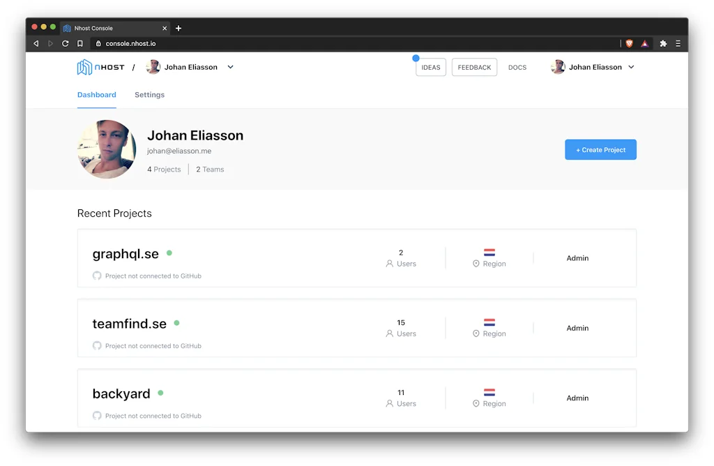 Nhost screenshot 1 of 3