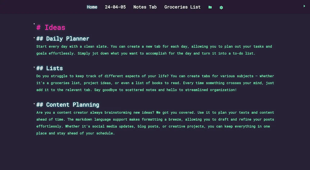 Notes Tab screenshot 3 of 3