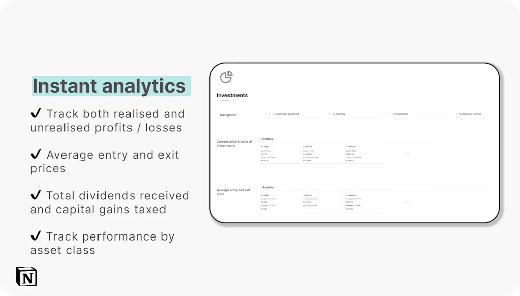 Notion Investment Dashboard screenshot 2 of 7