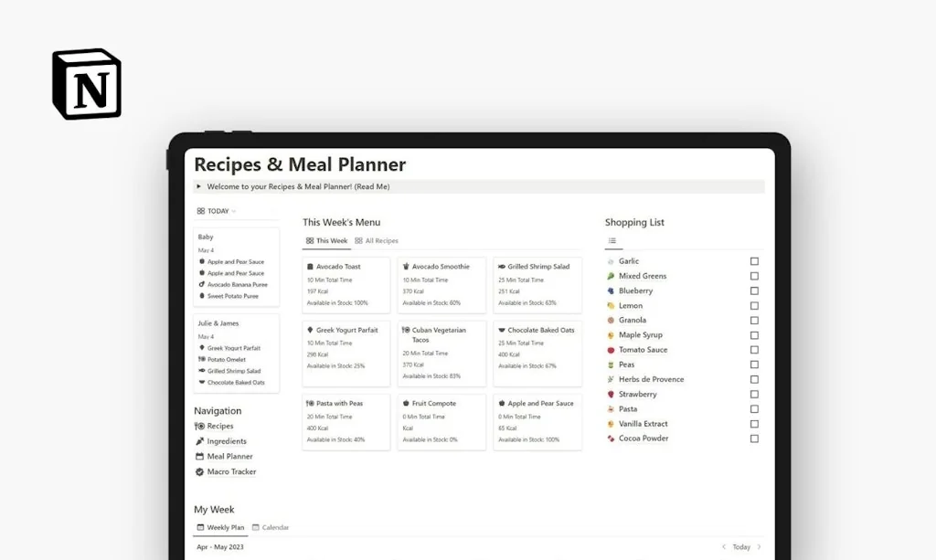 Notion Meal Planner screenshot 2 of 4